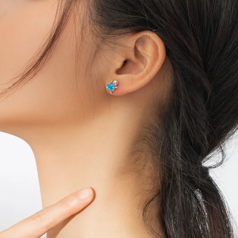 (image for) Pandora Style Silver Stud Earrings, Lovely Octopus - SCE881 - View 6