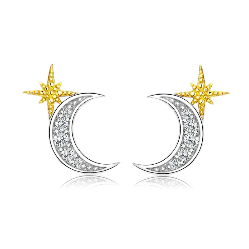 (image for) Pandora Style Silver Stud Earrings, Lunar Light - SCE729 - Product Image