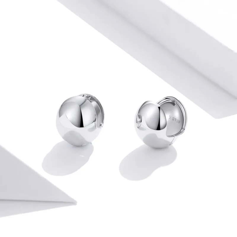 (image for) Pandora Style Silver Stud Earrings, Mirror - SCE1119 - View 2