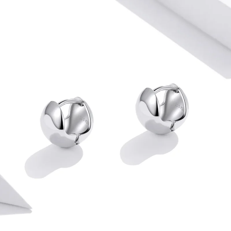 (image for) Pandora Style Silver Stud Earrings, Mirror - SCE1119 - View 3