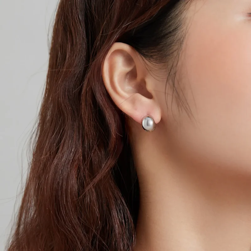 (image for) Pandora Style Silver Stud Earrings, Mirror - SCE1119 - View 6