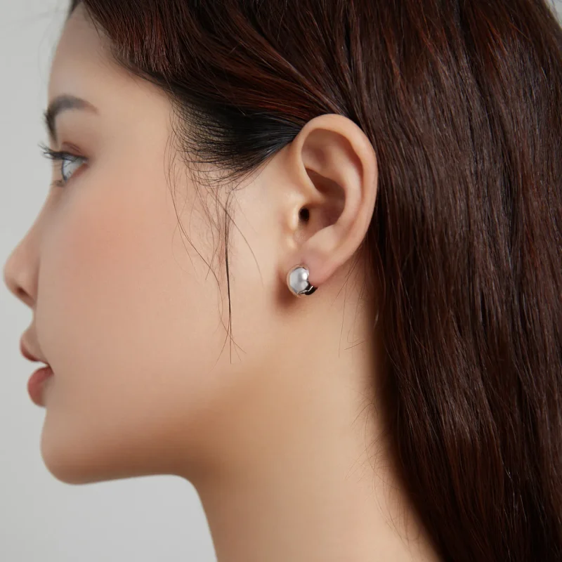 (image for) Pandora Style Silver Stud Earrings, Mirror - SCE1119 - View 7
