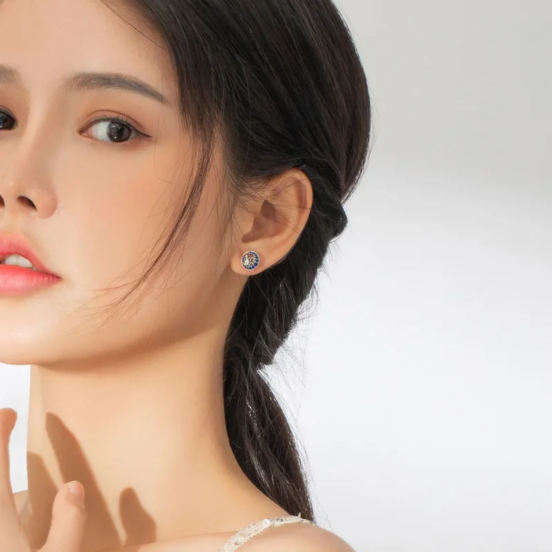 (image for) Pandora Style Silver Stud Earrings, Monn Kitty - SCE880 - View 5