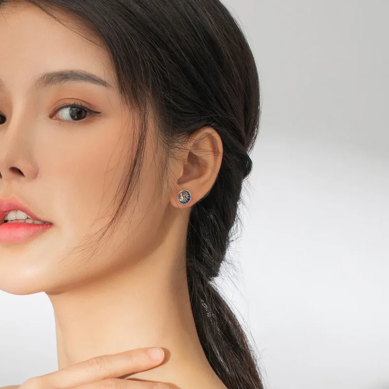 (image for) Pandora Style Silver Stud Earrings, Monn Kitty - SCE880 - View 6