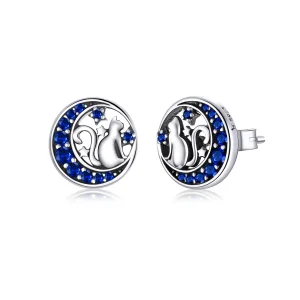 (image for) Pandora Style Silver Stud Earrings, Monn Kitty - SCE880