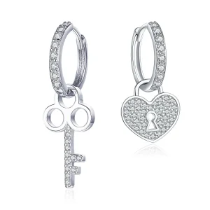 (image for) Pandora Style Silver Stud Earrings, Padlock - SCE577