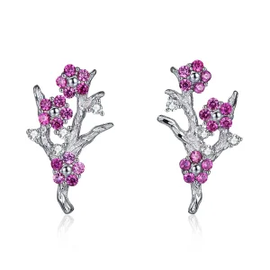 (image for) Pandora Style Silver Stud Earrings, Peach Blossom - BSE040