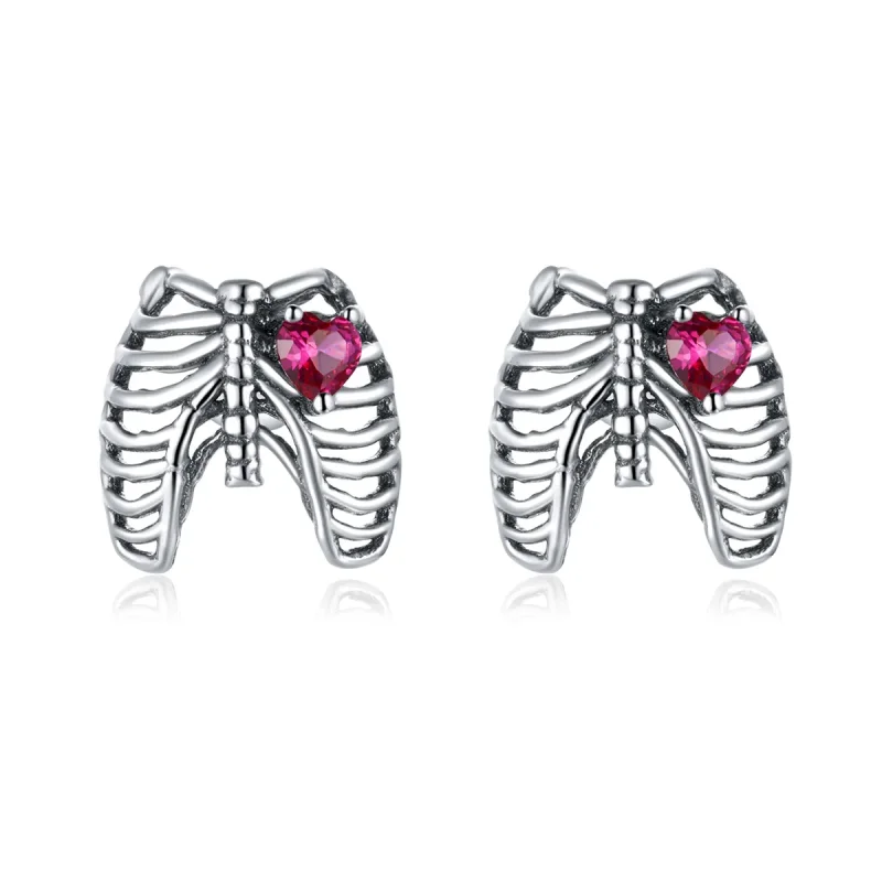(image for) Pandora Style Silver Stud Earrings, Ribs - SCE970 - Product Image
