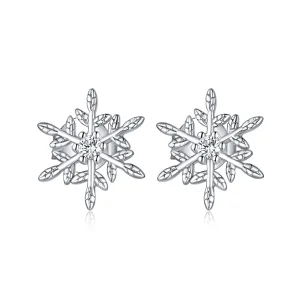 (image for) Pandora Style Silver Stud Earrings, Romantic Snowflakes - BSE424