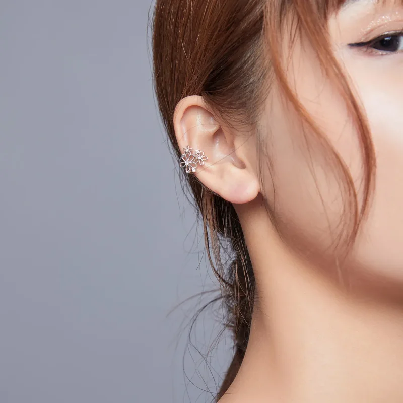 (image for) Pandora Style Silver Stud Earrings, Shining Flowers - SCE921 - View 5