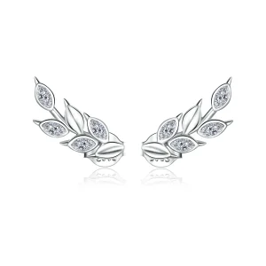 (image for) Pandora Style Silver Stud Earrings, Shining Wheat Ears - BSE415