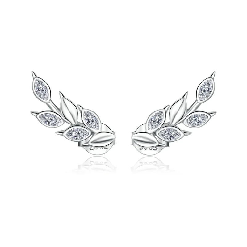 (image for) Pandora Style Silver Stud Earrings, Shining Wheat Ears - BSE415 - Product Image