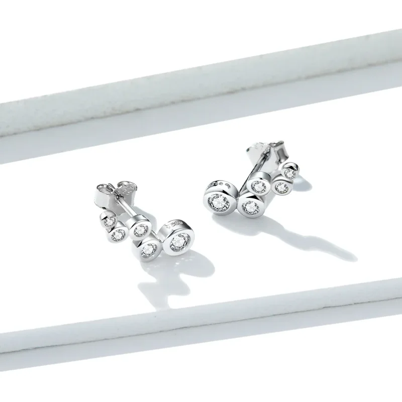 (image for) Pandora Style Silver Stud Earrings, Shiny Elegance - BSE235 - View 2