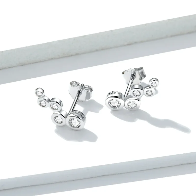 (image for) Pandora Style Silver Stud Earrings, Shiny Elegance - BSE235 - View 4