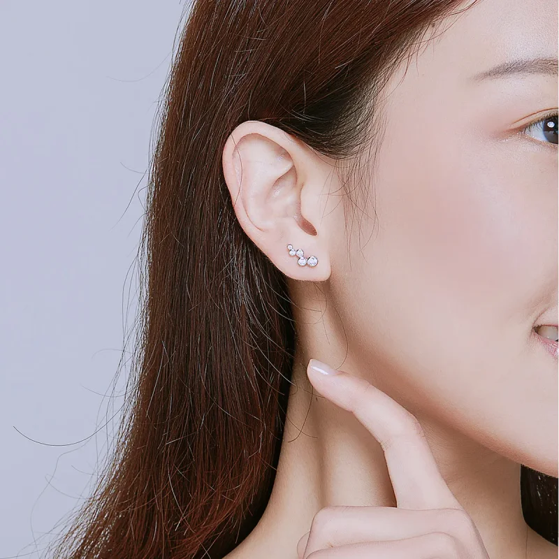 (image for) Pandora Style Silver Stud Earrings, Shiny Elegance - BSE235 - View 7