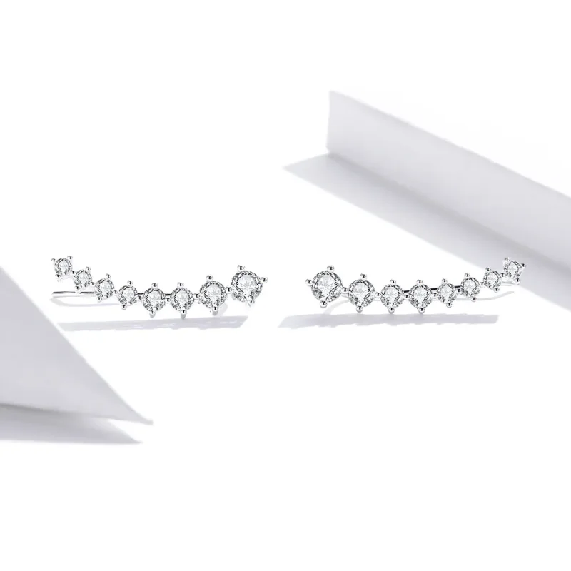 (image for) Pandora Style Silver Stud Earrings, Shiny Light - SCE920 - View 2