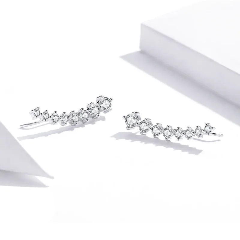 (image for) Pandora Style Silver Stud Earrings, Shiny Light - SCE920 - View 3