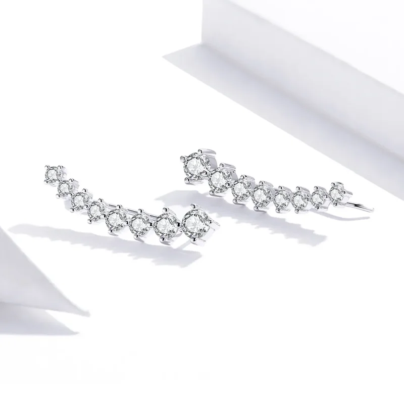 (image for) Pandora Style Silver Stud Earrings, Shiny Light - SCE920 - View 4
