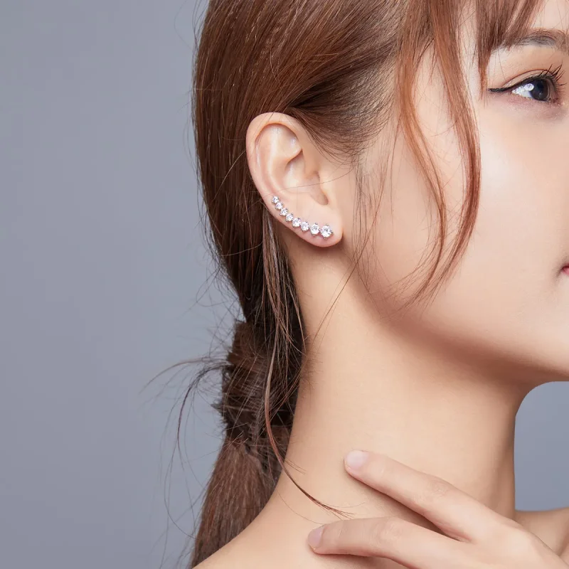 (image for) Pandora Style Silver Stud Earrings, Shiny Light - SCE920 - View 5