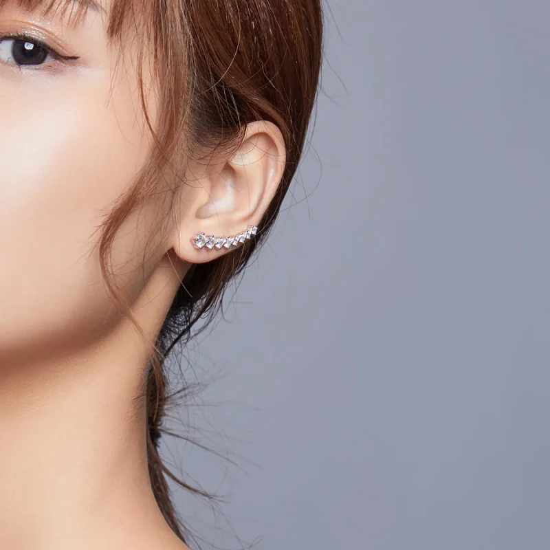 (image for) Pandora Style Silver Stud Earrings, Shiny Light - SCE920 - View 6