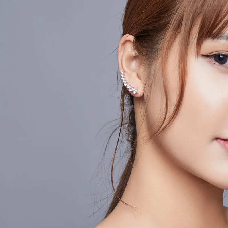 (image for) Pandora Style Silver Stud Earrings, Shiny Light - SCE920 - View 7