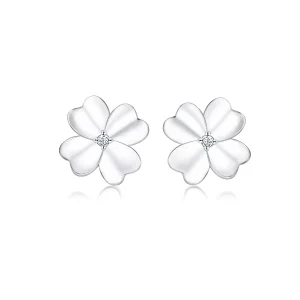(image for) Pandora Style Silver Stud Earrings, Silver Flower - SCE864