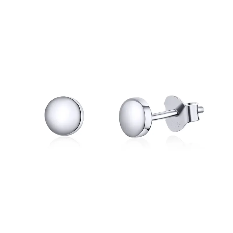 (image for) Pandora Style Silver Stud Earrings, Simple Bean - SCE705-A - Product Image