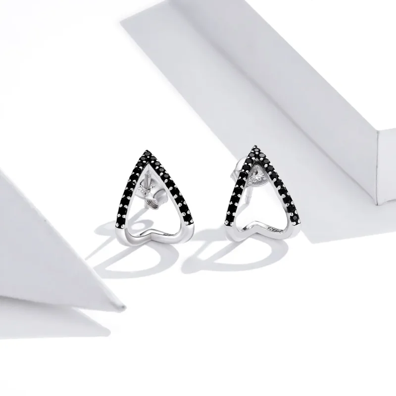 (image for) Pandora Style Silver Stud Earrings, Simple Geometry - SCE924 - View 2