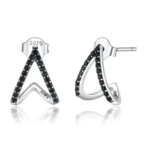 (image for) Pandora Style Silver Stud Earrings, Simple Geometry - SCE924