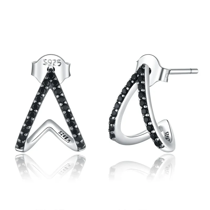 (image for) Pandora Style Silver Stud Earrings, Simple Geometry - SCE924 - Product Image