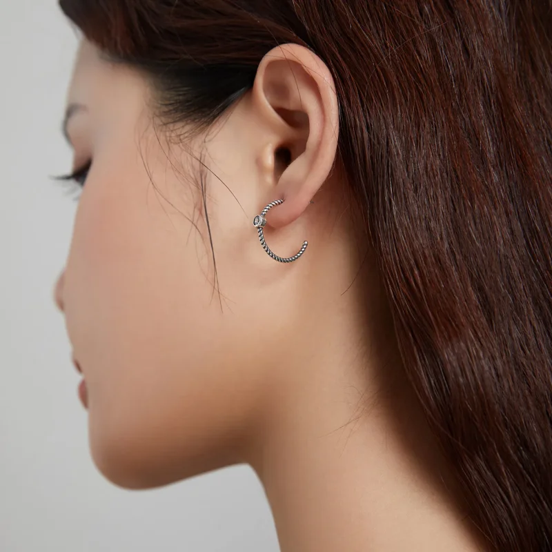 (image for) Pandora Style Silver Stud Earrings, Simple - SCE1122 - View 7