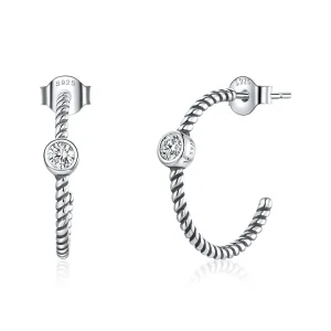 (image for) Pandora Style Silver Stud Earrings, Simple - SCE1122