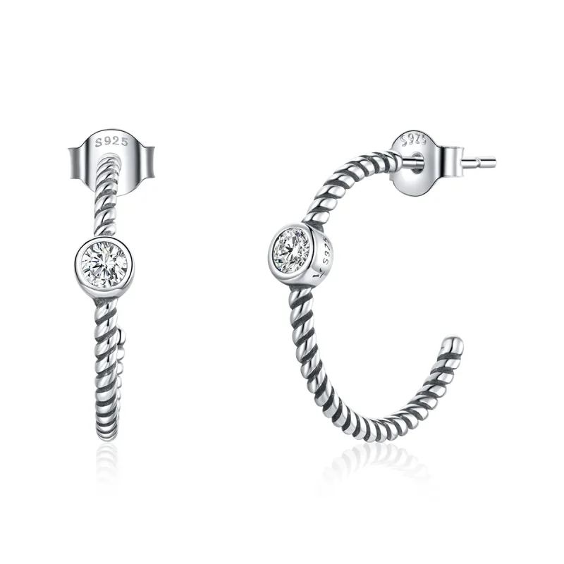 (image for) Pandora Style Silver Stud Earrings, Simple - SCE1122 - Product Image