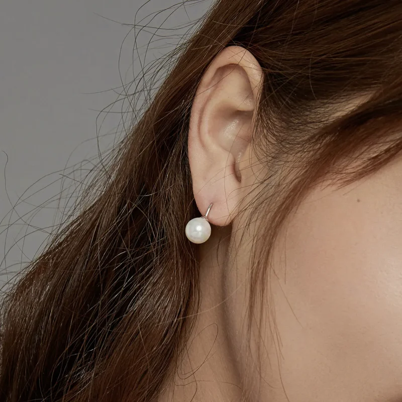 (image for) Pandora Style Silver Stud Earrings, Simple Shell - BSE438 - View 6
