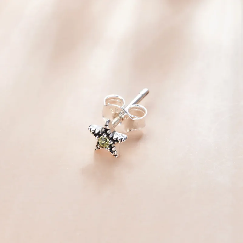 (image for) Pandora Style Silver Stud Earrings, Single Starmount - SCE1066 - View 2