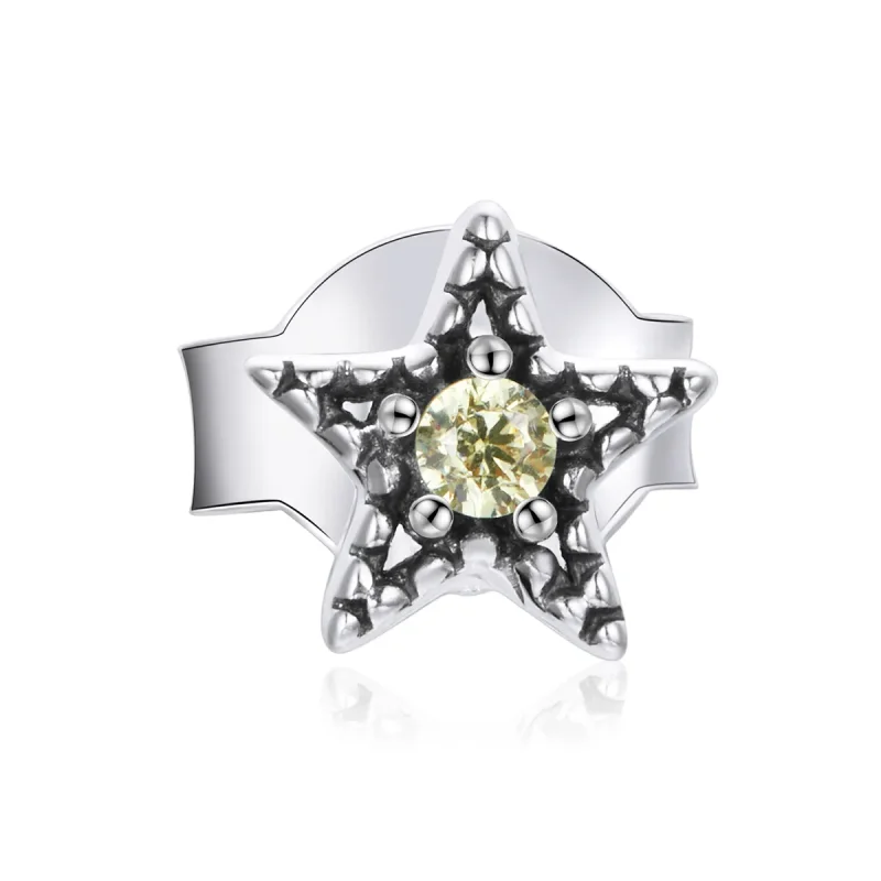 (image for) Pandora Style Silver Stud Earrings, Single Starmount - SCE1066 - Product Image
