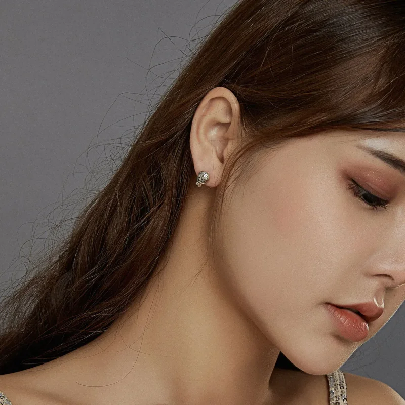 (image for) Pandora Style Silver Stud Earrings, Skull - SCE953 - View 6