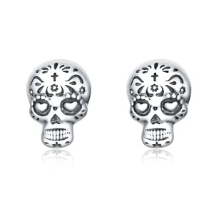 (image for) Pandora Style Silver Stud Earrings, Skull - SCE953