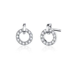 (image for) Pandora Style Silver Stud Earrings, Small Circle - SCE767
