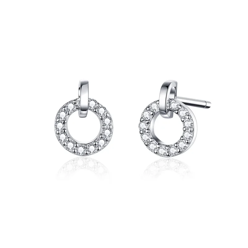 (image for) Pandora Style Silver Stud Earrings, Small Circle - SCE767 - Product Image