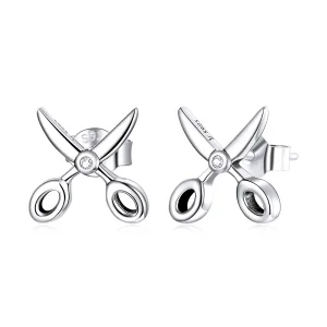 (image for) Pandora Style Silver Stud Earrings, Small Scissors - SCE1003