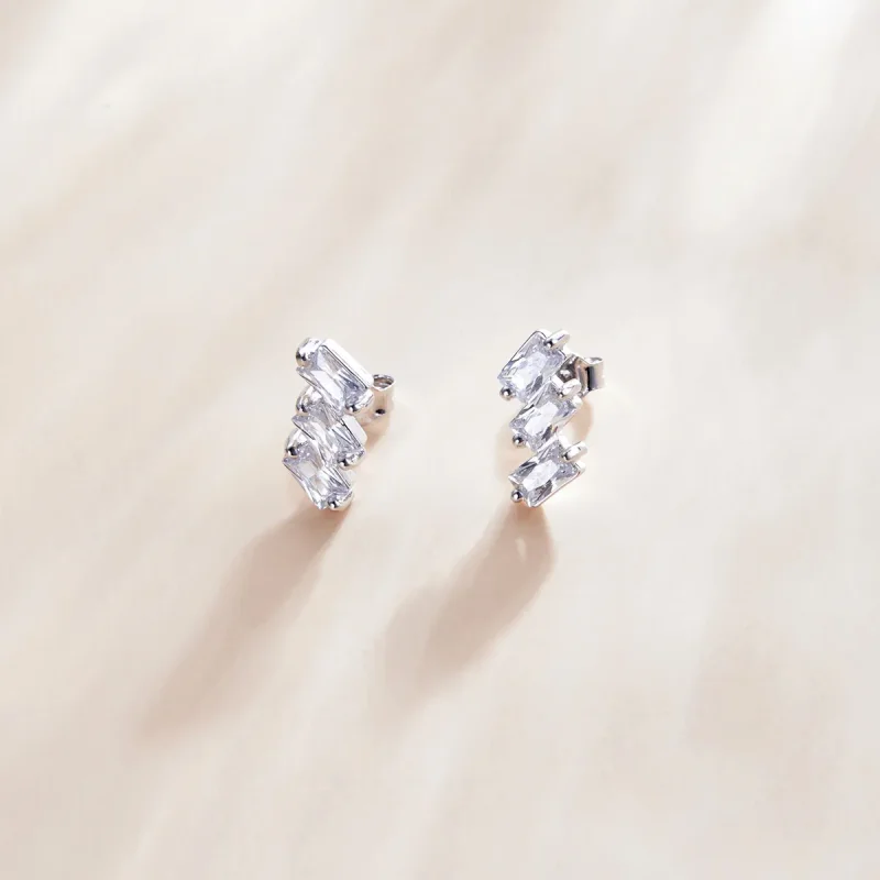 (image for) Pandora Style Silver Stud Earrings, Solid - SCE1051-A - View 2