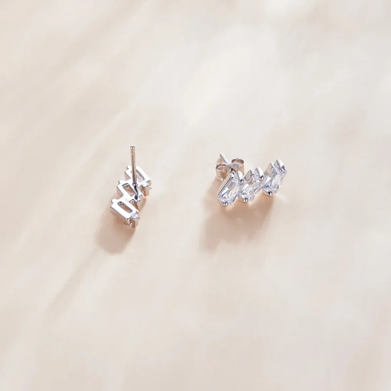 (image for) Pandora Style Silver Stud Earrings, Solid - SCE1051-A - View 3