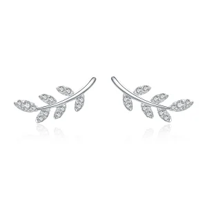 (image for) Pandora Style Silver Stud Earrings, Spring Leaves - BSE031