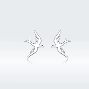 (image for) Pandora Style Silver Stud Earrings, Spring Swallow - BSE302