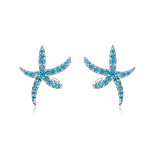 (image for) Pandora Style Silver Stud Earrings, Starfish - BSE136