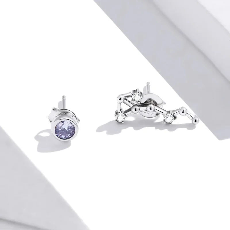 (image for) Pandora Style Silver Stud Earrings, Starry Sky - SCE912-8 - View 3