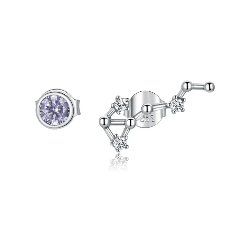 (image for) Pandora Style Silver Stud Earrings, Starry Sky - SCE912-8 - Product Image