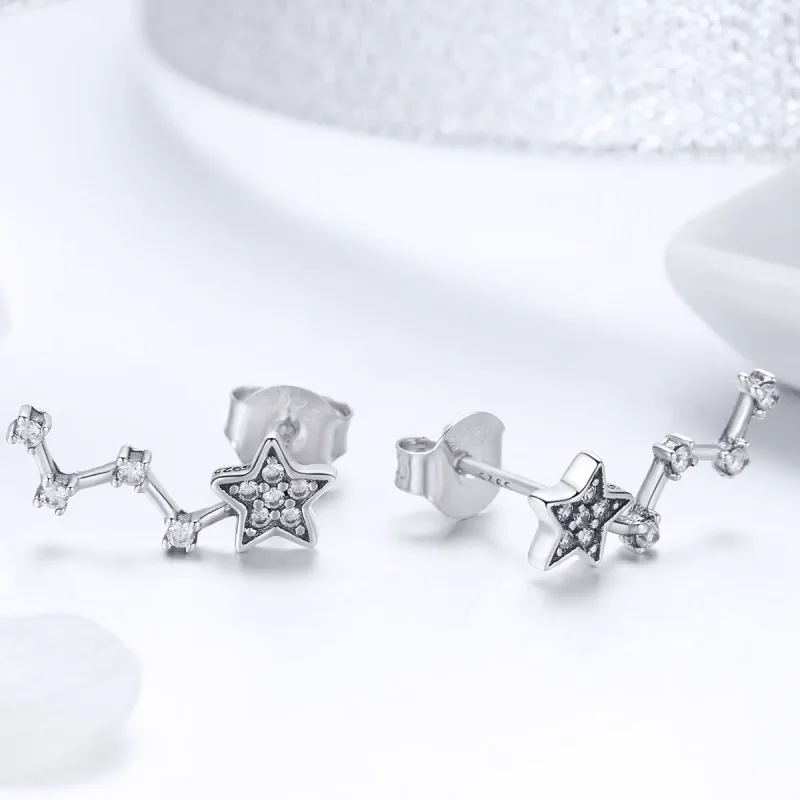 (image for) Pandora Style Silver Stud Earrings, The Waiting of The Stars - SCE439 - View 3
