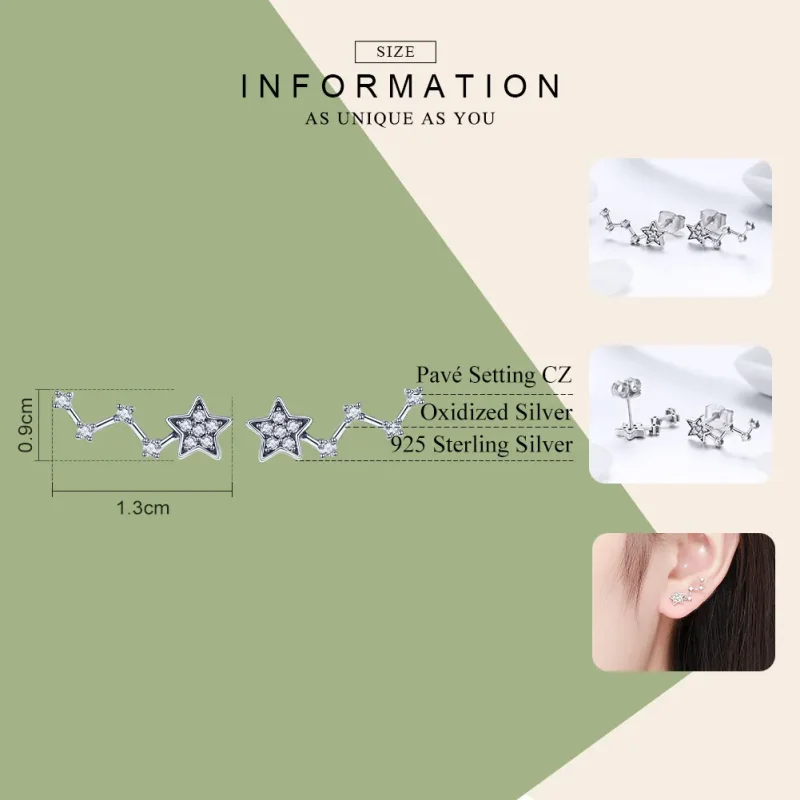 (image for) Pandora Style Silver Stud Earrings, The Waiting of The Stars - SCE439 - View 7